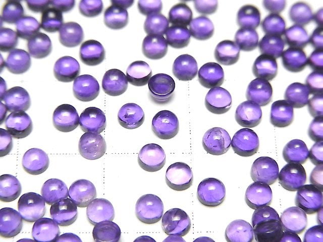 Hochwertiger Amethyst AAA- Runder Cabochon 3x3mm 10Stk