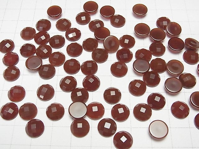 Red Agate Round Faceted Cabochon 10x10mm 5pcs $4.79!