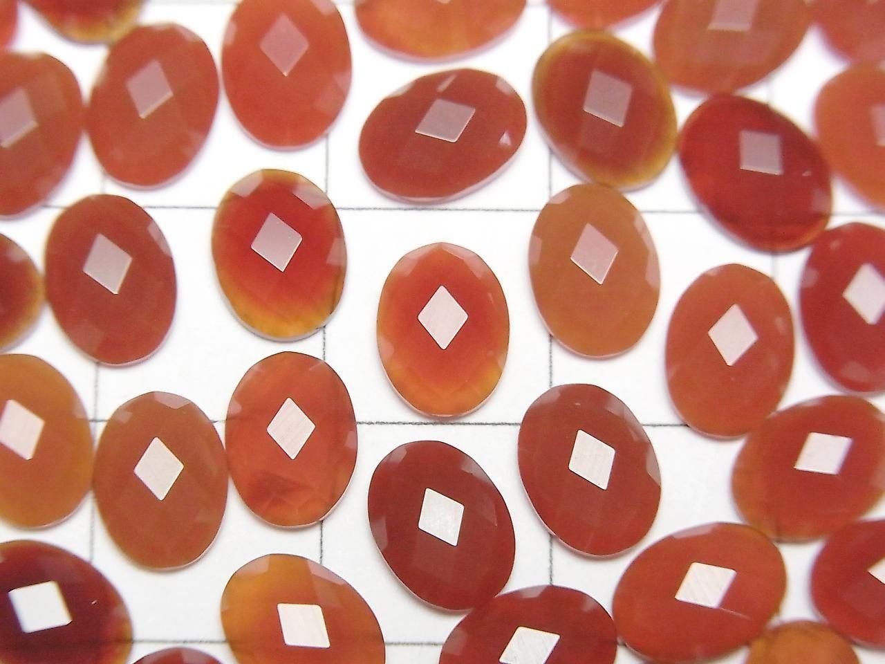 Red Agate Oval Faceted Cabochon 8x6mm 4pcs