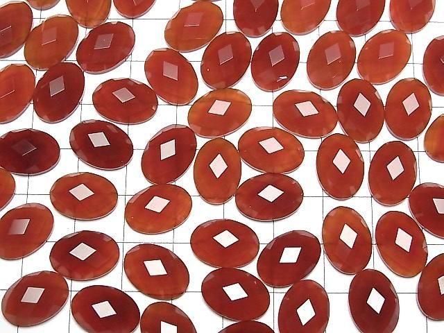 Cabochon ovale facetté en Agate rouge 14x10mm 5pcs