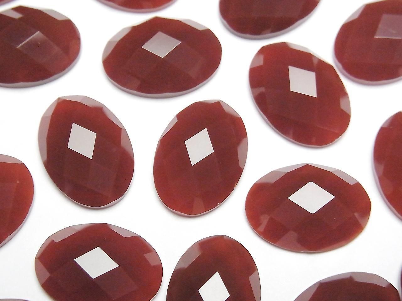 Red Agate Oval Faceted Cabochon 18x13mm 2pcs
