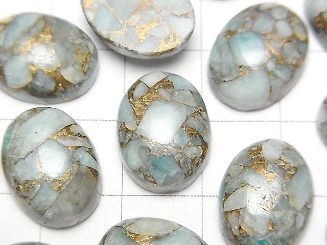 Kupfer Amazonit AAA Oval Cabochon 16x12mm 3Stück