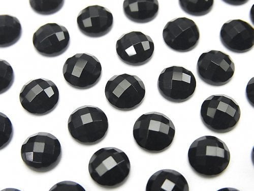 Onyx Round Faceted Cabochon 6x6mm 5pcs