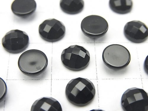 Onyx Round Faceted Cabochon 6x6mm 5pcs