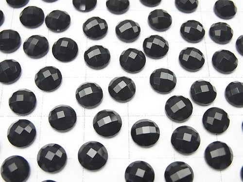 Onyx Round Faceted Cabochon 6x6mm 5pcs