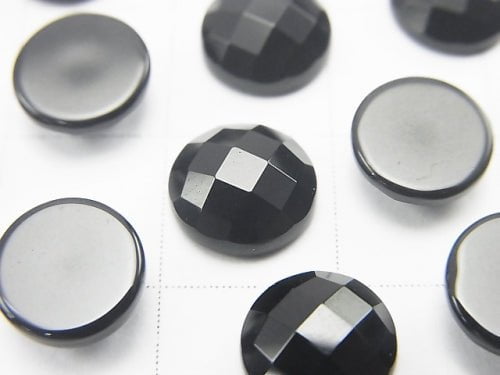 Onyx Round Faceted Cabochon 8x8mm 5pcs