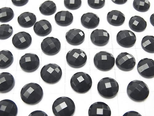 Onyx Round Faceted Cabochon 8x8mm 5pcs