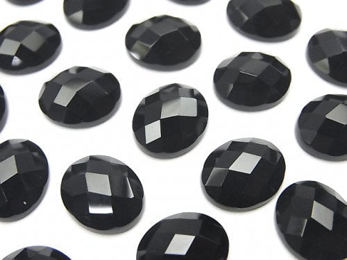 Onyx Oval Faceted Cabochon 12x10mm 5pcs