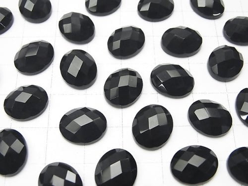 Onyx Oval Faceted Cabochon 12x10mm 5pcs