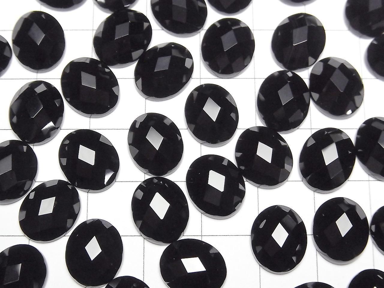 Onyx Ovale Facetté Cabochon 12x10mm 5pcs