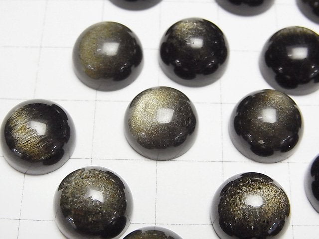 Goldener Obsidian AAA Runde Cabochon 12x12mm 4Stück