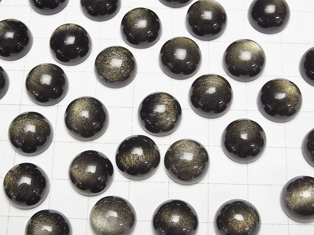 Goldener Obsidian AAA Runde Cabochon 12x12mm 4Stück