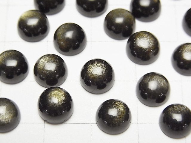 Goldener Obsidian AAA Runde Cabochon 8x8mm 4Stück