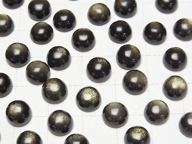 Goldener Obsidian AAA Runde Cabochon 8x8mm 4Stück