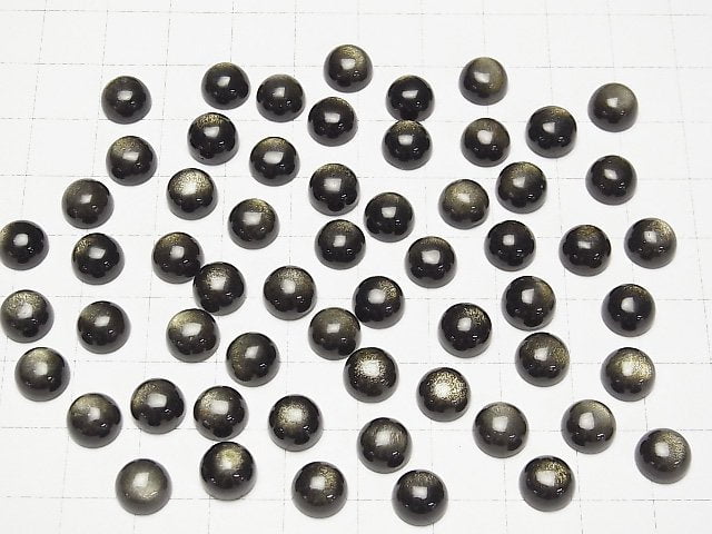 Goldener Obsidian AAA Runde Cabochon 8x8mm 4Stück