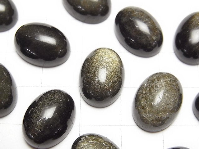 Goldener Obsidian AAA Oval Cabochon 16x12mm 3Stück