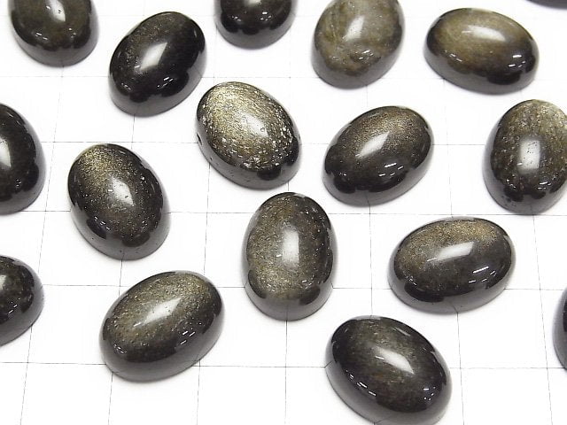 Goldener Obsidian AAA Oval Cabochon 16x12mm 3Stück