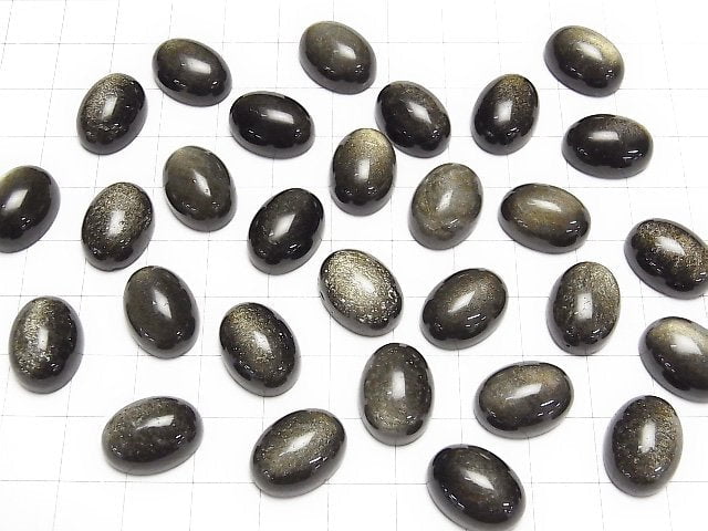 Goldener Obsidian AAA Oval Cabochon 16x12mm 3Stück