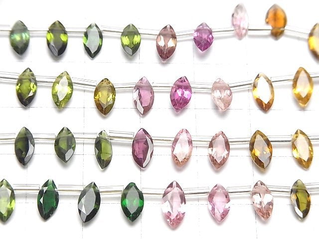 Hochwertiger Multi-Farben Turmalin AAA Marquise Facettiert 8x4mm halb oder 1Strang Perlen (18Stücke)