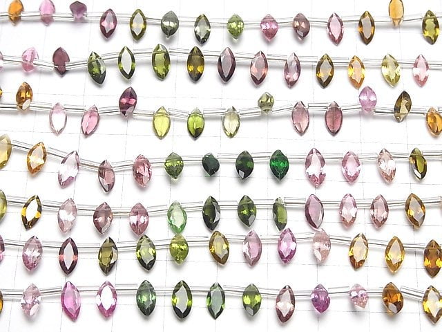 Hochwertiger Multi-Farben Turmalin AAA Marquise Facettiert 8x4mm halb oder 1Strang Perlen (18Stücke)