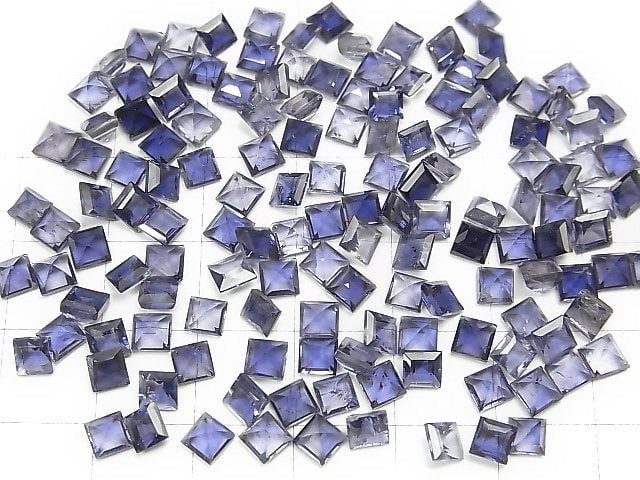 Hochwertiger Iolith AAA lose Steine quadratisch facettiert 4x4mm 5 Stück