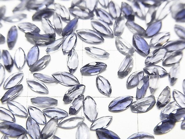 Hochwertiger Iolith AAA unbohrbar marquiseförmig facettiert 5x2mm 10 Stück
