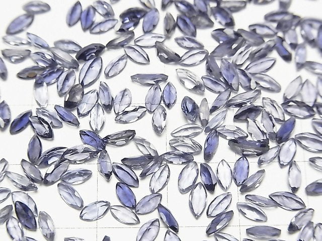 Hochwertiger Iolith AAA unbohrbar marquiseförmig facettiert 5x2mm 10 Stück