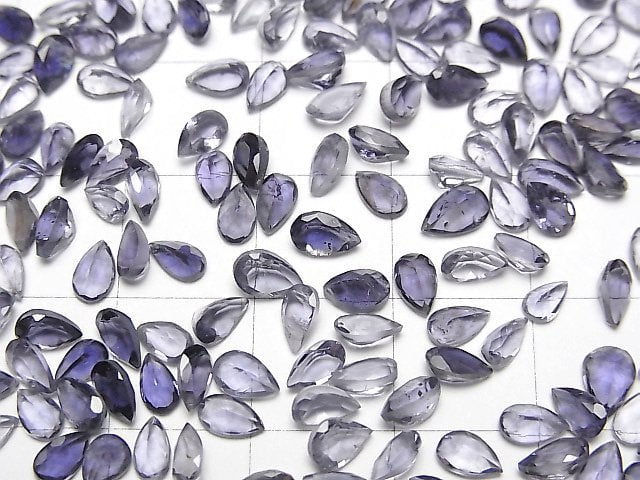 Hochwertiger Iolith AAA unbohrbar birnenförmig facettiert 5x3mm 10 Stück