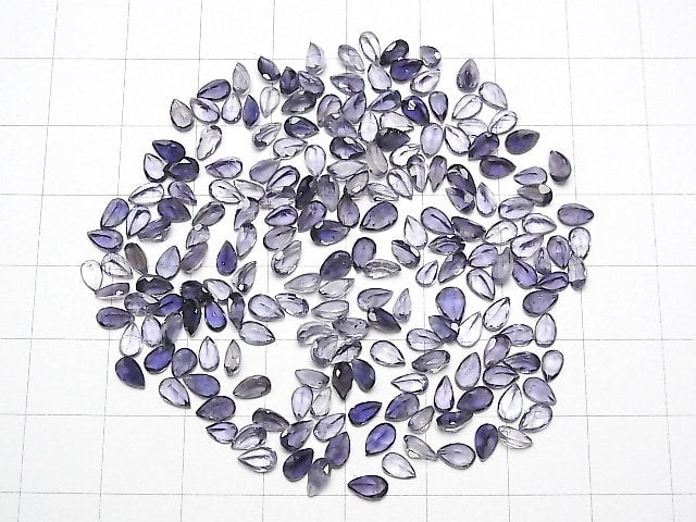 Hochwertiger Iolith AAA unbohrbar birnenförmig facettiert 5x3mm 10 Stück