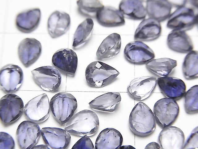 Hochwertiger Iolith AAA lose Steine birnenförmig facettiert 5x4mm 5 Stück