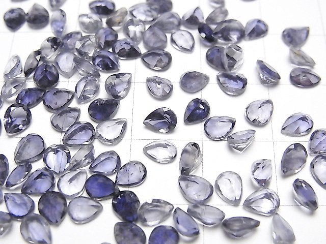 Hochwertiger Iolith AAA lose Steine birnenförmig facettiert 5x4mm 5 Stück