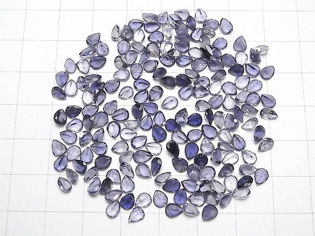 Hochwertiger Iolith AAA lose Steine birnenförmig facettiert 5x4mm 5 Stück
