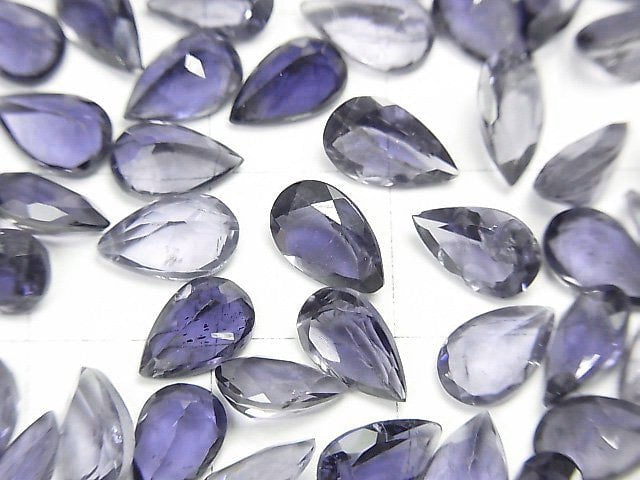 Hochwertiger Iolith AAA lose Steine birnenförmig facettiert 8x5mm 3 Stück