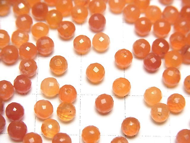 Hochwertiger Karneol AAA halb durchbohrt facettiert rund 4mm 10 Stück