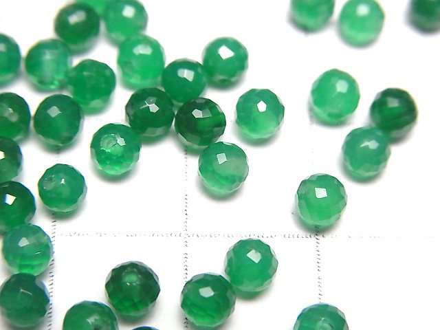 Hochwertiger grüner Onyx AAA halb durchbohrt facettiert rund 4mm 10 Stück