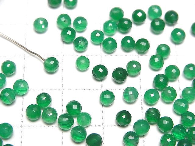 Hochwertiger grüner Onyx AAA halb durchbohrt facettiert rund 4mm 10 Stück