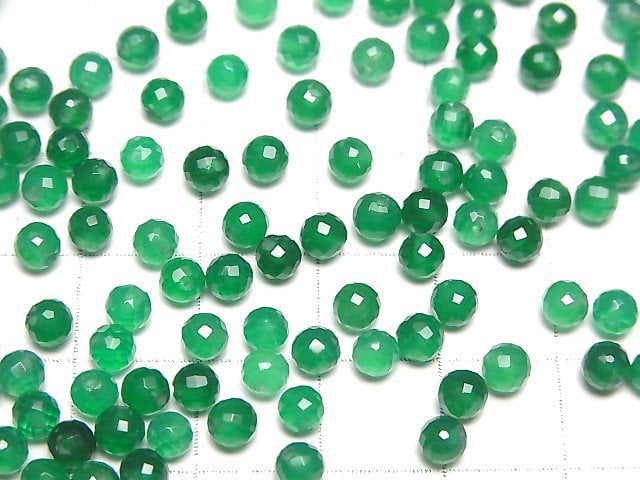 Hochwertiger grüner Onyx AAA halb durchbohrt facettiert rund 4mm 10 Stück