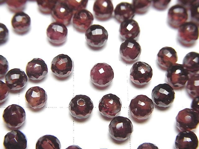 Hochwertiger Mozambique Granat AAA- halb durchbohrt facettiert rund 4mm 5 Stück