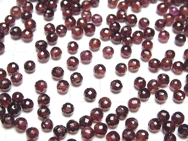 Hochwertiger Mozambique Granat AAA- halb durchbohrt facettiert rund 4mm 5 Stück