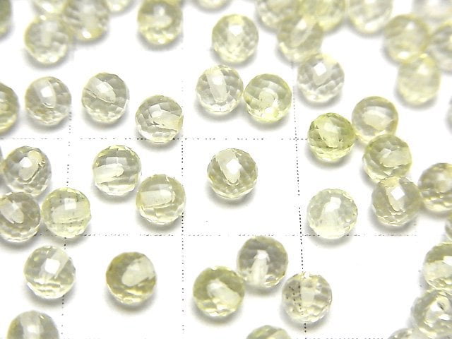 Hochwertiger Zitronenquarz AAA halb durchbohrt facettiert rund 4mm 10 Stück