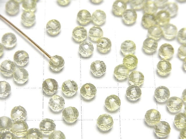 Hochwertiger Zitronenquarz AAA halb durchbohrt facettiert rund 4mm 10 Stück