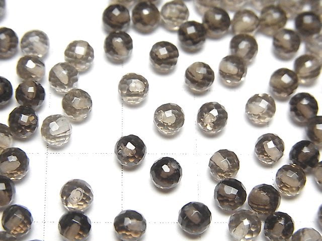 Hochwertiger Rauchquarz AAA halb durchbohrt facettiert rund 4mm 10 Stück