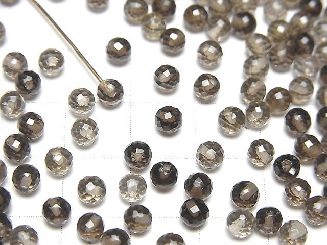 Hochwertiger Rauchquarz AAA halb durchbohrt facettiert rund 4mm 10 Stück