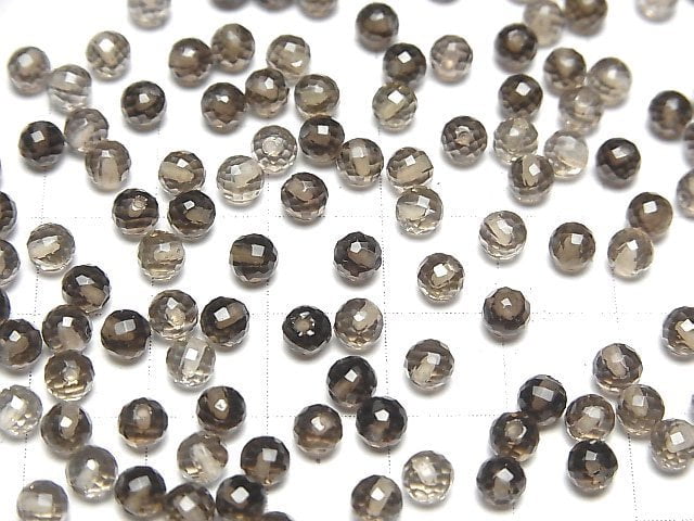 Hochwertiger Rauchquarz AAA halb durchbohrt facettiert rund 4mm 10 Stück