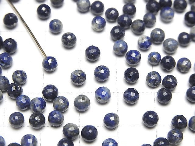 Lapislazuli AA++ halb durchbohrt facettiert rund 4mm 5 Stück