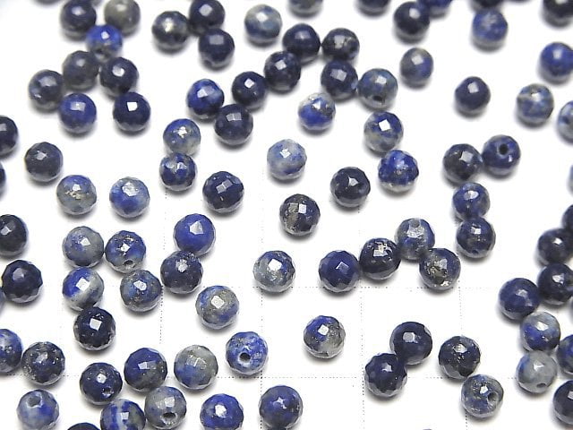 Lapislazuli AA++ halb durchbohrt facettiert rund 4mm 5 Stück