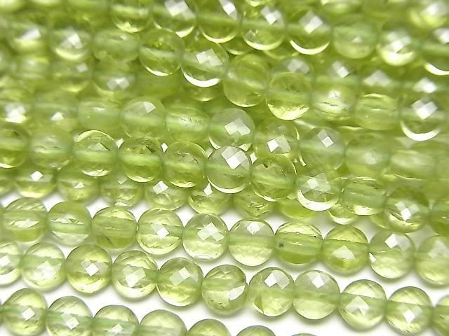 高品質橄欖石 AAA - 刻面圓珠 4x4x2mm 1串珠(約15英吋/36公分)高品質!