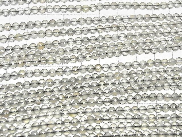 High Quality! Gray Moonstone AAA Faceted Coin 4x4x3mm 1strand beads (aprx.15inch/37cm)