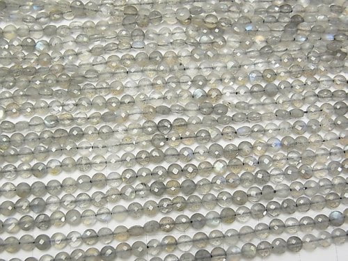 High Quality! Labradorite AAA- Faceted Coin 4x4x2.5mm 1strand beads (aprx.15inch/37cm)