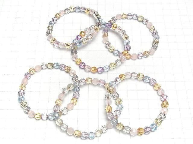 Hochwertiger Mischstein AAA Spiegel-facettierte rund 7mm Armband